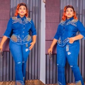 Embroidered Blue Denim Outfit